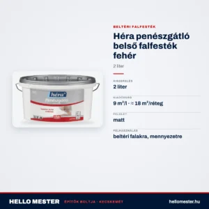 Héra penészgátló belső falfesték fehér – 2 L – műszaki adatok – HelloMester Kecskemét