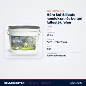 Héra Sol-Silicate homlokzat- és beltéri falfesték fehér – 10 L – műszaki adatok – HelloMester Kecskemét