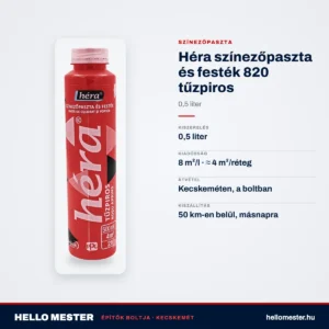 Héra színezőpaszta és festék 820 tűzpiros – 0,5 L – műszaki adatok – HelloMester Kecskemét