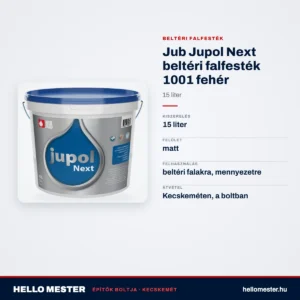 Jub Jupol Next beltéri falfesték 1001 fehér 15 l – műszaki adatok – HelloMester Kecskemét