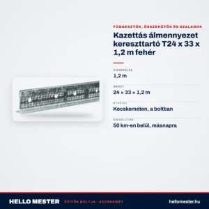 Kazettás álmennyezet kereszttartó T24 x 33 x 1,2 m fehér – műszaki adatok – HelloMester Kecskemét