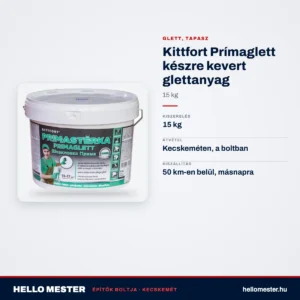 Kittfort Prímaglett készre kevert glettanyag 15 kg – műszaki adatok – HelloMester Kecskemét