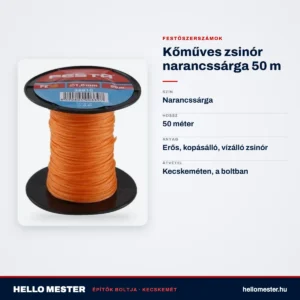Kőműves zsinór narancssárga 50 m – műszaki adatok – HelloMester Kecskemét