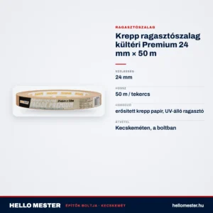 Krepp ragasztószalag kültéri Premium 24 mm × 50 m – műszaki adatok – HelloMester Kecskemét