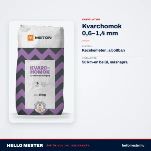 Kvarchomok 0,6–1,4 mm – műszaki adatok – HelloMester Kecskemét