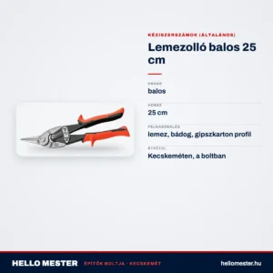 Lemezolló balos 25 cm – műszaki adatok – HelloMester Kecskemét