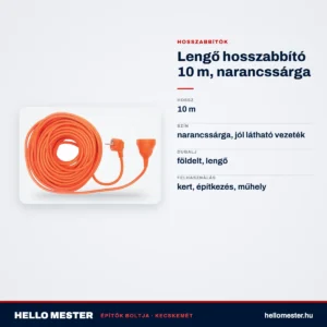 Lengő hosszabbító 10 m, narancssárga – műszaki adatok – HelloMester Kecskemét