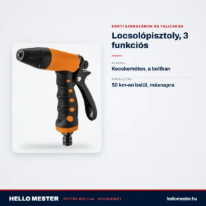 Locsolópisztoly, 3 funkciós – műszaki adatok – HelloMester Kecskemét