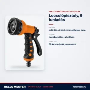 Locsolópisztoly, 9 funkciós – műszaki adatok – HelloMester Kecskemét