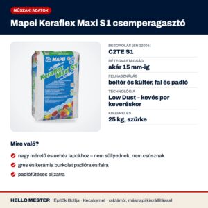 Mapei Keraflex Maxi S1 csemperagasztó – műszaki adatok és felhasználás