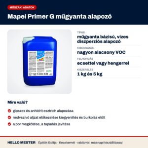 Mapei Primer G műgyanta alapozó – műszaki adatok és felhasználás