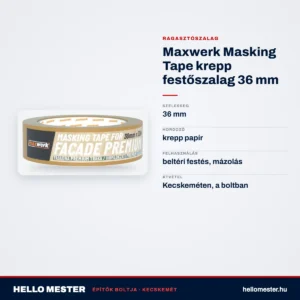 Maxwerk Masking Tape krepp festőszalag 36 mm – műszaki adatok – HelloMester Kecskemét