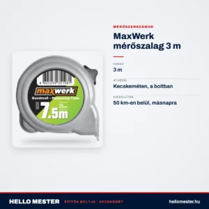 MaxWerk mérőszalag 3 m – műszaki adatok – HelloMester Kecskemét