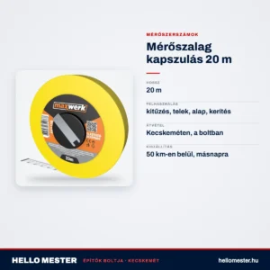 Mérőszalag kapszulás 20 m – műszaki adatok – HelloMester Kecskemét