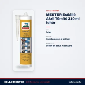 MESTER Esőálló Akril Tömítő 310 ml fehér – műszaki adatok – HelloMester Kecskemét