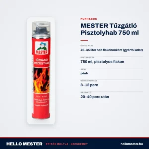 MESTER Tűzgátló Pisztolyhab 750 ml – műszaki adatok – HelloMester Kecskemét