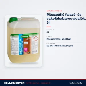 Mészpótló falazó- és vakolóhabarcs-adalék, 5 l – műszaki adatok – HelloMester Kecskemét