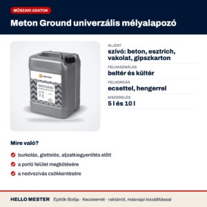 Meton Ground univerzális mélyalapozó – műszaki adatok és felhasználás