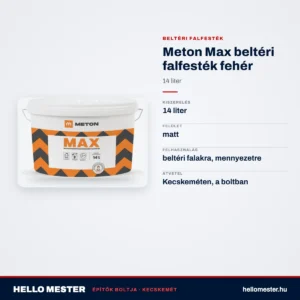 Meton Max beltéri falfesték fehér – 14 L – műszaki adatok – HelloMester Kecskemét