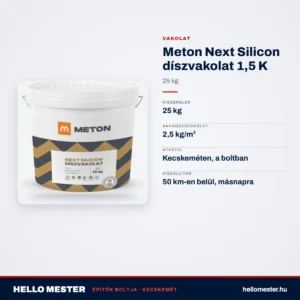 Meton Next Silicon díszvakolat 1,5 K – 25 kg – műszaki adatok – HelloMester Kecskemét
