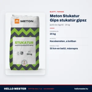 Meton Stukatur Gips stukatúr gipsz 20 kg – javító és rögzítő – műszaki adatok – HelloMester Kecskemét