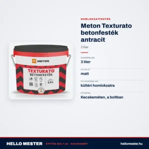Meton Texturato betonfesték antracit – 3 L – műszaki adatok – HelloMester Kecskemét