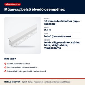 Műanyag belső élvédő csempéhez – műszaki adatok és felhasználás
