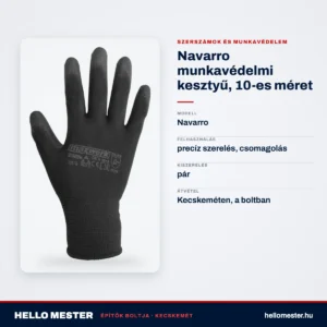 Navarro munkavédelmi kesztyű, 10-es méret – műszaki adatok – HelloMester Kecskemét