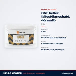 ONE beltéri falfestékmosható, dörzsálló 5l – műszaki adatok – HelloMester Kecskemét