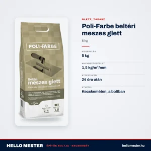 Poli-Farbe beltéri meszes glett 5 kg – műszaki adatok – HelloMester Kecskemét