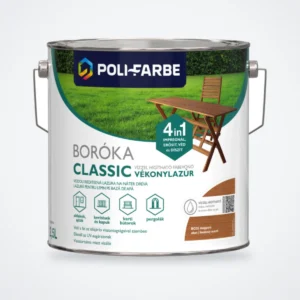 Poli-Farbe Boróka Classic vízzel hígítható vékonylazúr mogyoró 2,5 L – HelloMester Kecskemét