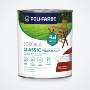 Poli-Farbe Boróka Classic vízzel hígítható vékonylazúr vörösfenyő 0,75 L – HelloMester Kecskemét