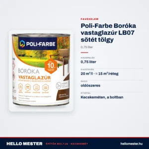 Poli-Farbe Boróka vastaglazúr LB07 sötét tölgy 0,75 L – műszaki adatok – HelloMester Kecskemét