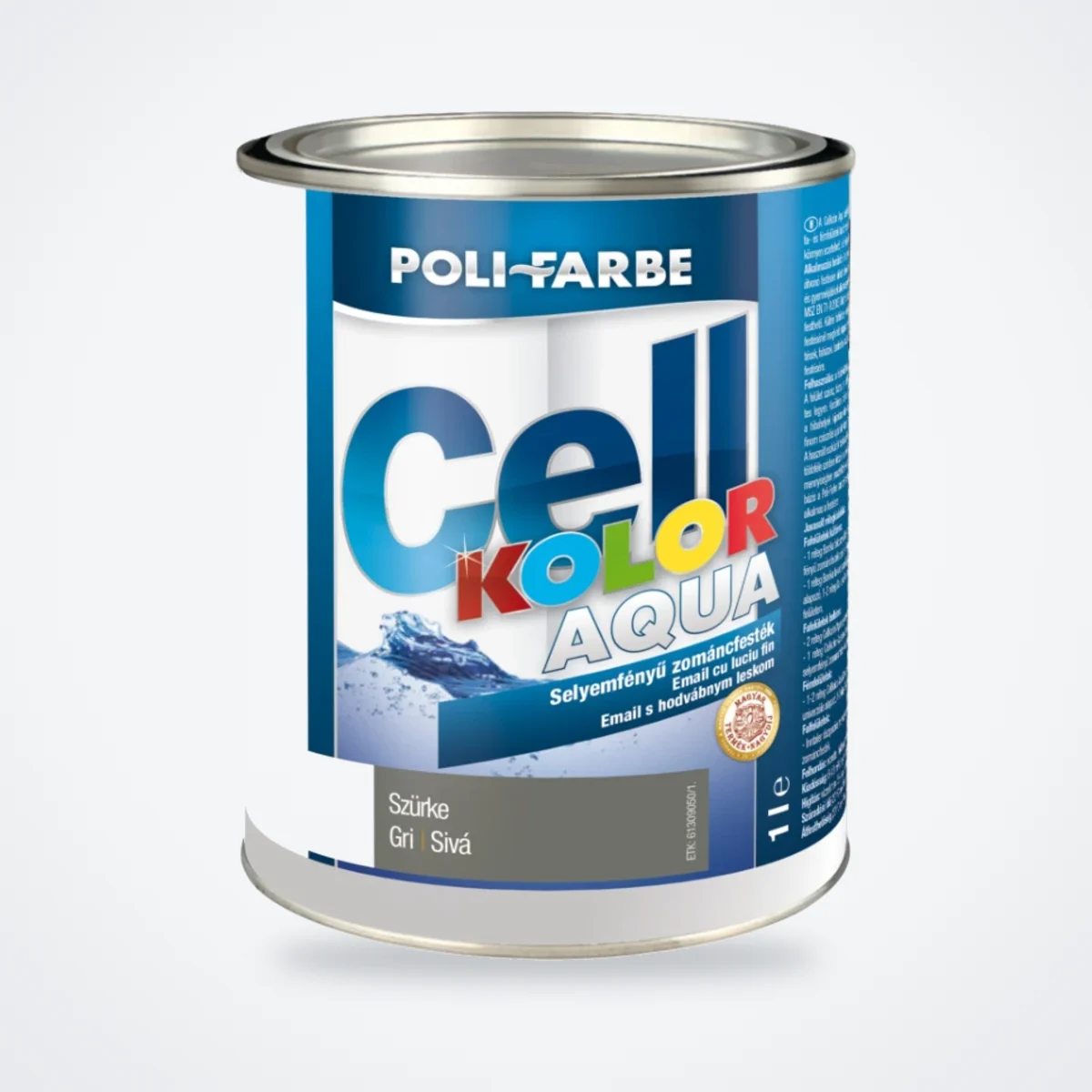Poli-Farbe Cellkolor Aqua selyemfényű vizes zománcfesték szürke 1 L – HelloMester Kecskemét