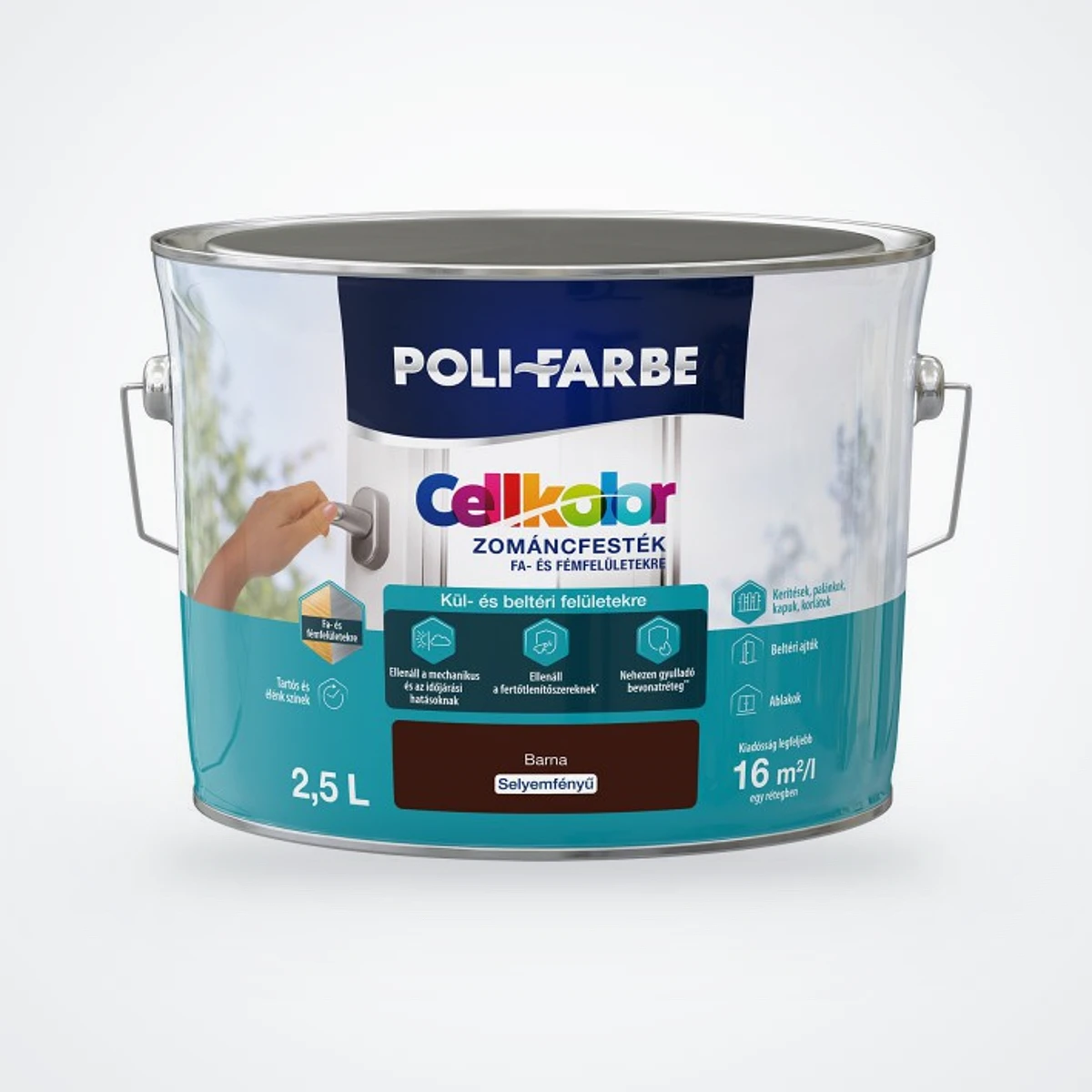 Poli-Farbe Cellkolor selyemfényű zománcfesték barna 2,5 L – HelloMester Kecskemét