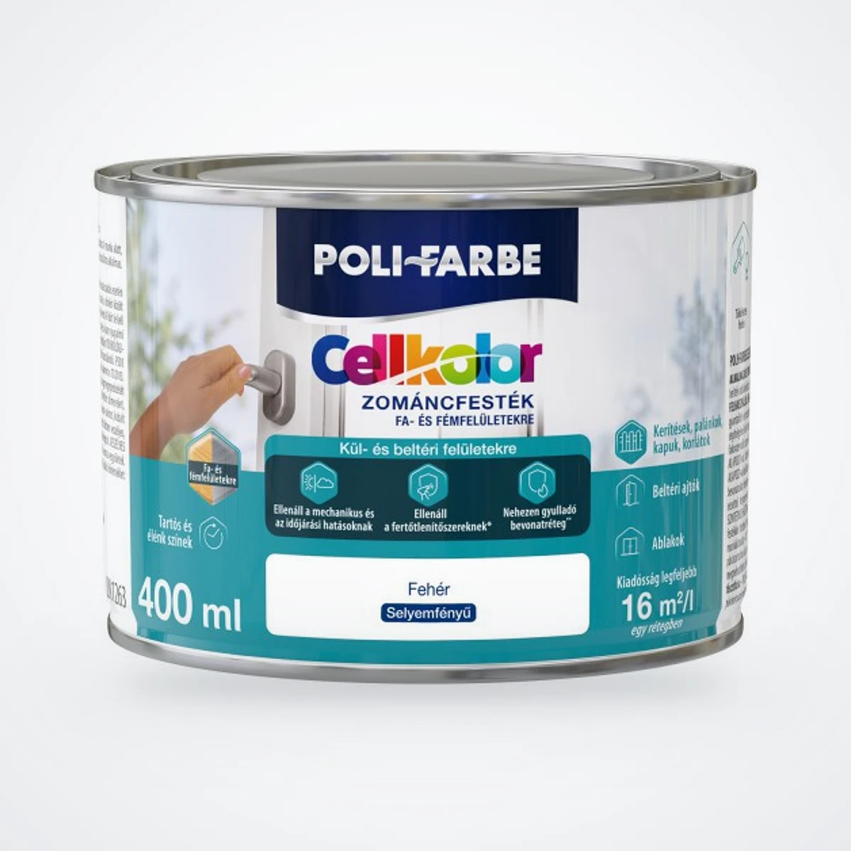 Poli-Farbe Cellkolor selyemfényű zománcfesték fehér 0,4 L – HelloMester Kecskemét