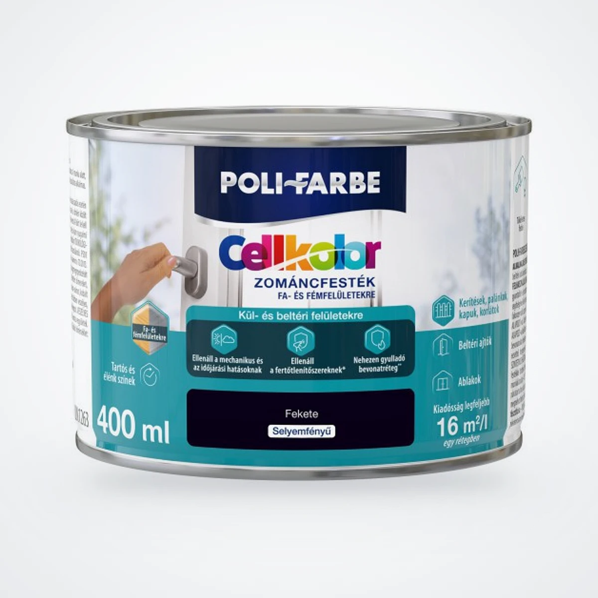 Poli-Farbe Cellkolor selyemfényű zománcfesték fekete 0,4 L – HelloMester Kecskemét