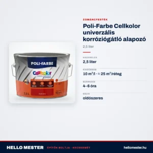 Poli-Farbe Cellkolor univerzális korróziógátló alapozó 2,5 L – műszaki adatok – HelloMester Kecskemét