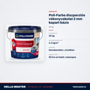 Poli-Farbe diszperziós vékonyvakolat 2 mm kapart bázis 25 kg – műszaki adatok – HelloMester Kecskemét