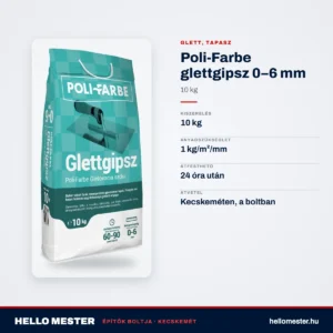 Poli-Farbe glettgipsz 0–6 mm 10 kg – műszaki adatok – HelloMester Kecskemét