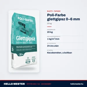Poli-Farbe glettgipsz 0–6 mm 20 kg – műszaki adatok – HelloMester Kecskemét