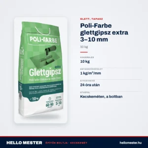 Poli-Farbe glettgipsz extra 3–10 mm 10 kg – műszaki adatok – HelloMester Kecskemét