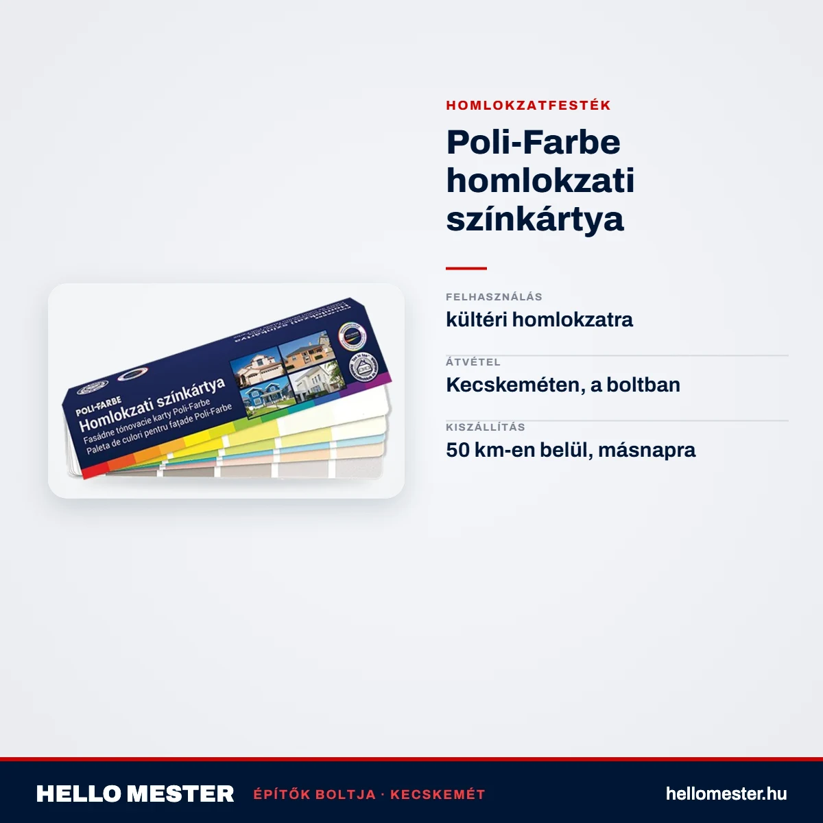 Poli-Farbe homlokzati színkártya – műszaki adatok – HelloMester Kecskemét