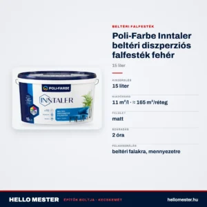 Poli-Farbe Inntaler beltéri diszperziós falfesték fehér 15 L – műszaki adatok – HelloMester Kecskemét