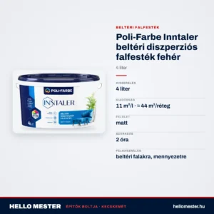 Poli-Farbe Inntaler beltéri diszperziós falfesték fehér 4 L – műszaki adatok – HelloMester Kecskemét