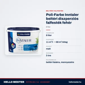 Poli-Farbe Inntaler beltéri diszperziós falfesték fehér 8 L – műszaki adatok – HelloMester Kecskemét