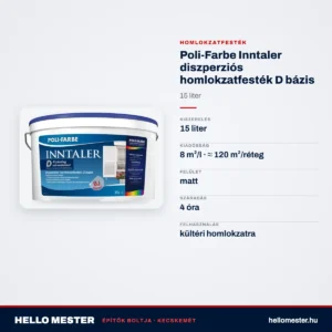 Poli-Farbe Inntaler diszperziós homlokzatfesték D bázis 15 L – műszaki adatok – HelloMester Kecskemét