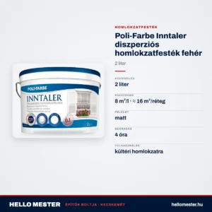 Poli-Farbe Inntaler diszperziós homlokzatfesték fehér 2 L – műszaki adatok – HelloMester Kecskemét