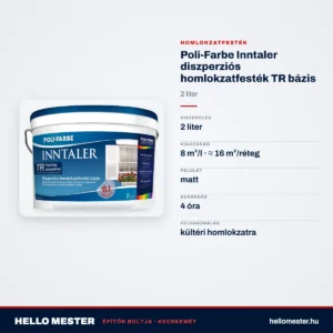 Poli-Farbe Inntaler diszperziós homlokzatfesték TR bázis 2 L – műszaki adatok – HelloMester Kecskemét