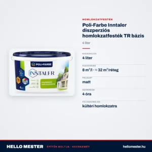 Poli-Farbe Inntaler diszperziós homlokzatfesték TR bázis 4 L – műszaki adatok – HelloMester Kecskemét